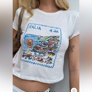 Brand New Princess Polly Edenia Italia Baby Tee in White, US 2